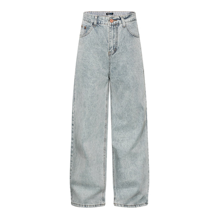 Women's High-Cut Vintage-Washed Baggy Jeans with Wide Palazzo Cut Mune Fashion