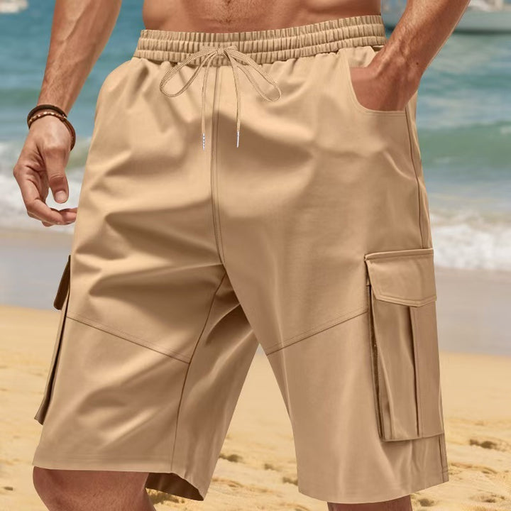 Men's Nano Technical Travel Leisure Bermuda with Elastic Waistband, Drawstring and Functional Flap Pockets Mune Fashion