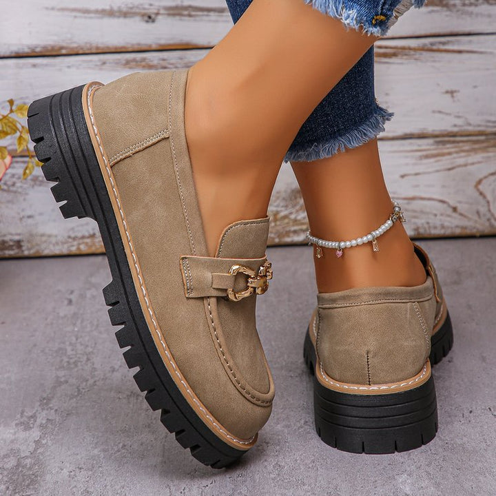 Women Elegant Moccasins with Robust Profile Mune Fashion