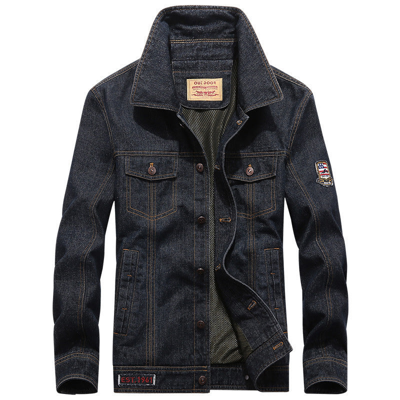 Men's denim jacket in vintage look with patch, chest pockets, and breathable mesh lining Mune Fashion