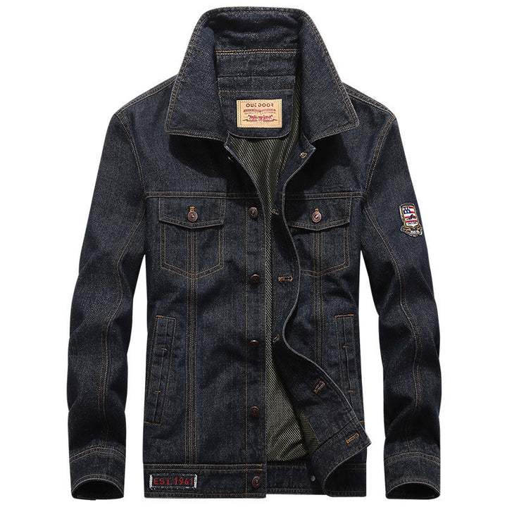 Men's denim jacket in vintage look with patch, chest pockets, and breathable mesh lining Mune Fashion