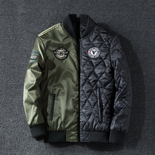 Men's pilot bomber jacket in aviator look with badge applications, arm pocket and ribbed cuffs Mune Fashion