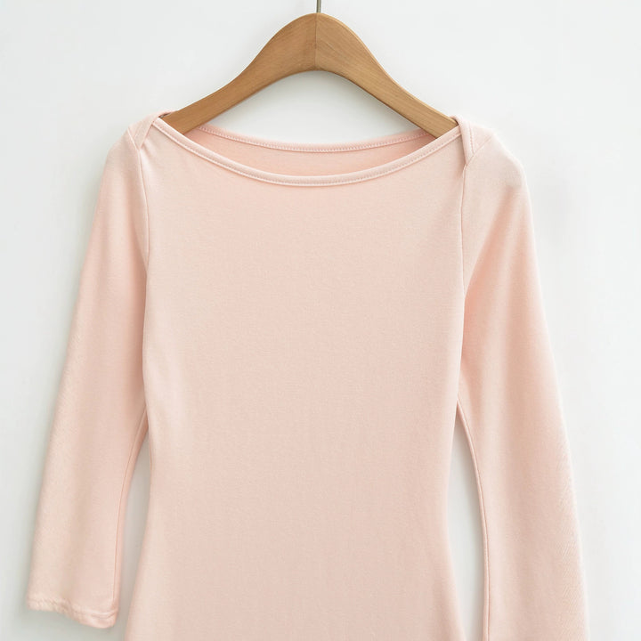 Women's Figure-Hugging Midi Dress with Wide Round Neck and Bell Sleeves Mune Fashion