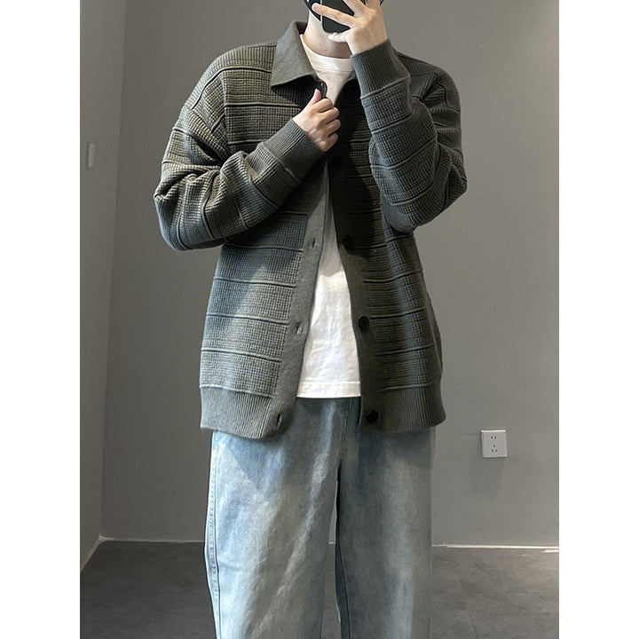 Men's Fashionable Cardigan with Structured Surface Mune Fashion