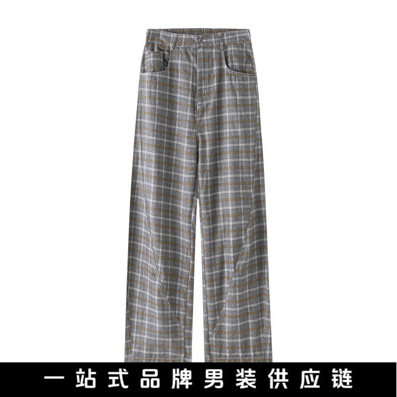 Women High-waisted wide checkered Culotte pants with crease Mune Fashion