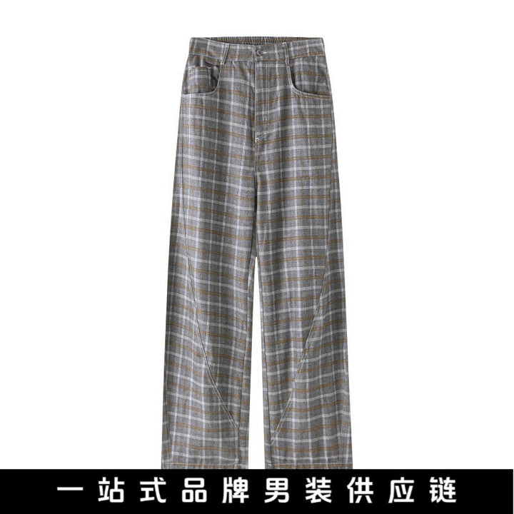 Women High-waisted wide checkered Culotte pants with crease Mune Fashion