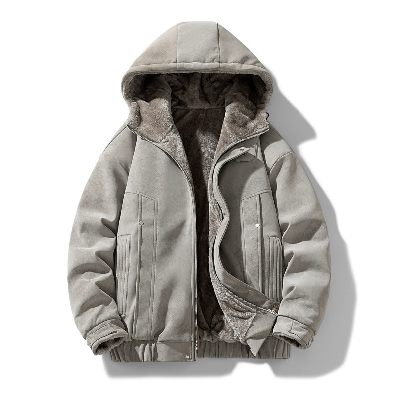 Men's hooded jacket with teddy lining and faux suede look Mune Fashion