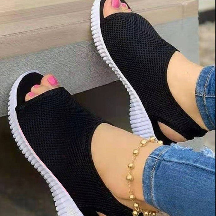 Ladies' breathable mesh sandals with open toe and flexible heel strap Mune Fashion