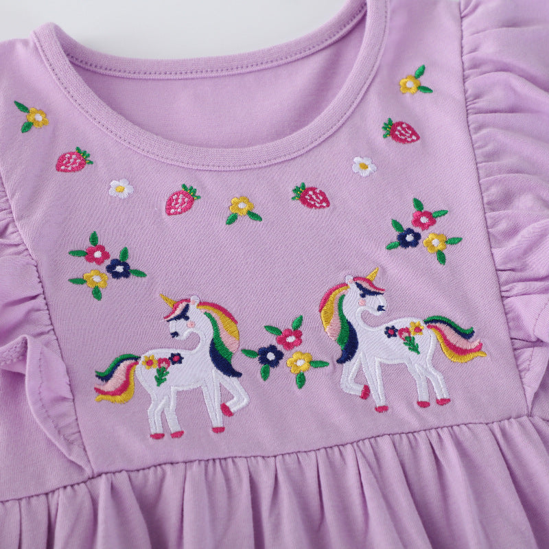 Girl dress with enchanting unicorn embroidery Mune Fashion