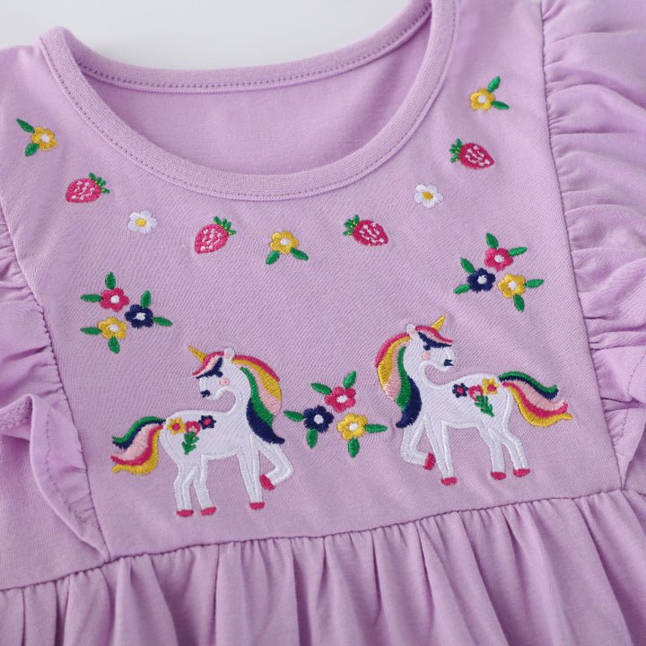 Girl dress with enchanting unicorn embroidery Mune Fashion