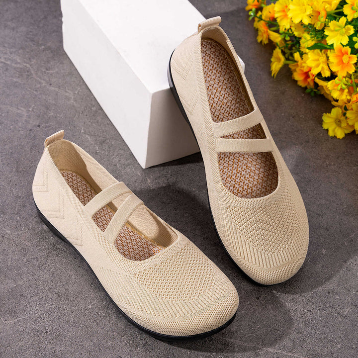 Women’s knitted comfort Mary Jane with double elastic strap and cushioning lightweight sole Mune Fashion