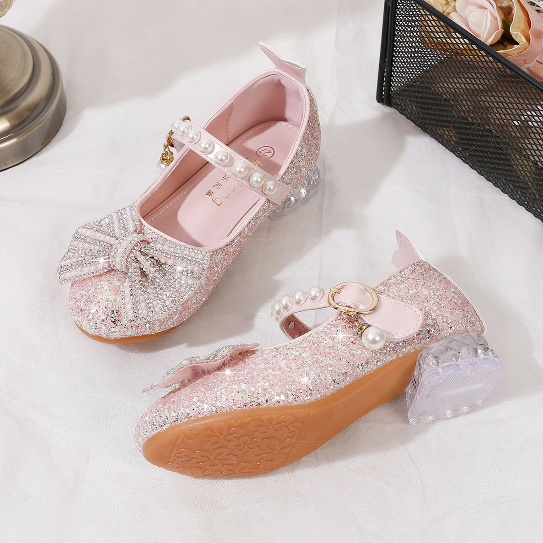 Ladies Glittering Ballet Flats with Pearl Closure Mune Fashion