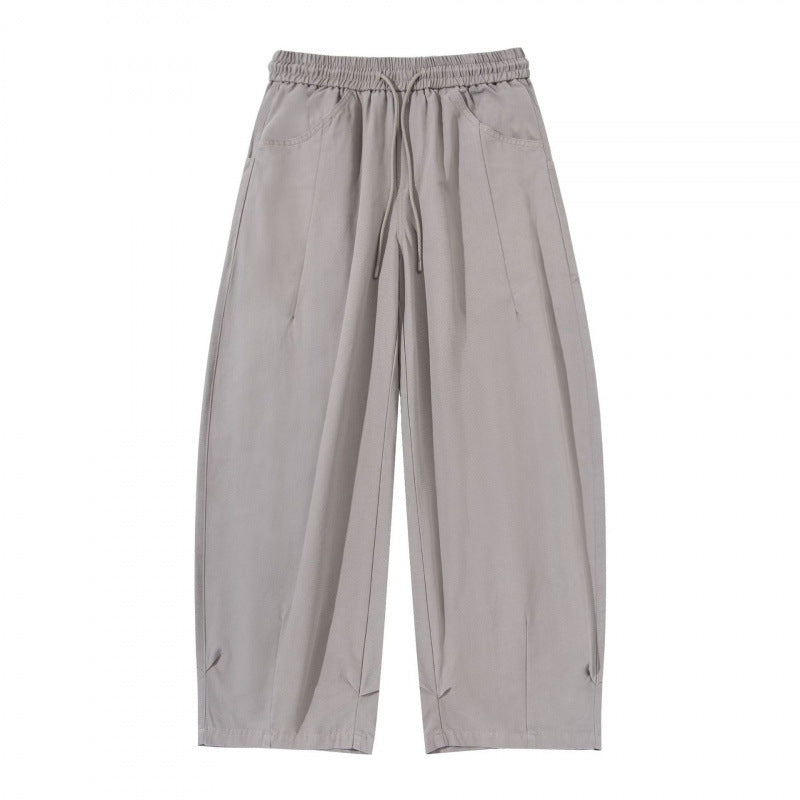 Women's Wide Cropped Pants with Drawstring Waistband, Balloon Silhouette and Patch Pockets Mune Fashion