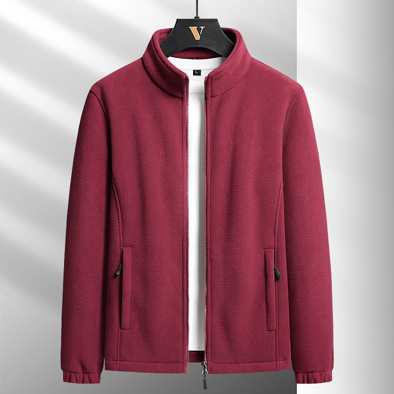 Men's nano minimalist microfleece cardigan with stand-up collar, two-way zipper and elastic cuffs Mune Fashion