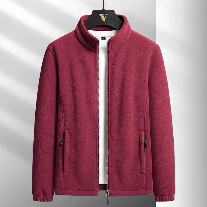 Men's nano minimalist microfleece cardigan with stand-up collar, two-way zipper and elastic cuffs Mune Fashion