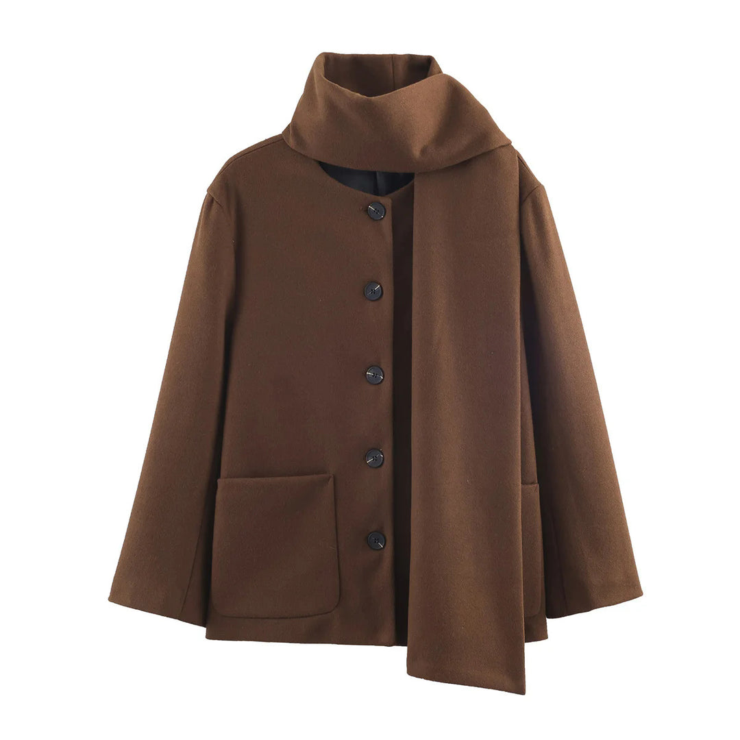 Women nan boxy wool blend jacket with voluminous tube collar and patch front pocket Mune Fashion
