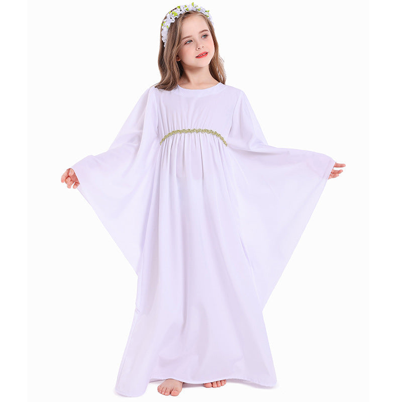 Girls fairy-tale dress with wide sleeves and floral belt Mune Fashion