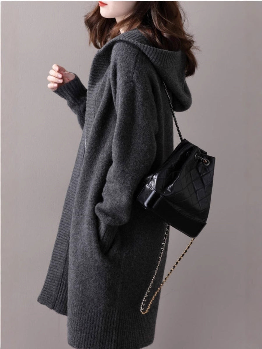 Women's Oversize Hooded Cardigan in Cashmere-Look with Open Fall and Wide Rib Mune Fashion