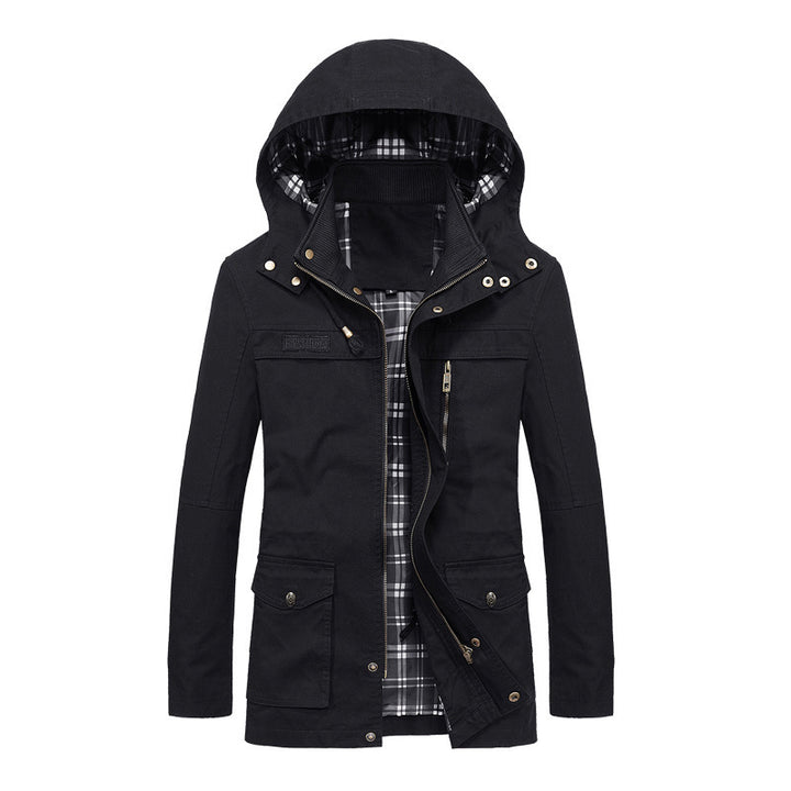 Men's field parka in urban utility style with checked inner lining, removable hood, and multifunction pockets Mune Fashion