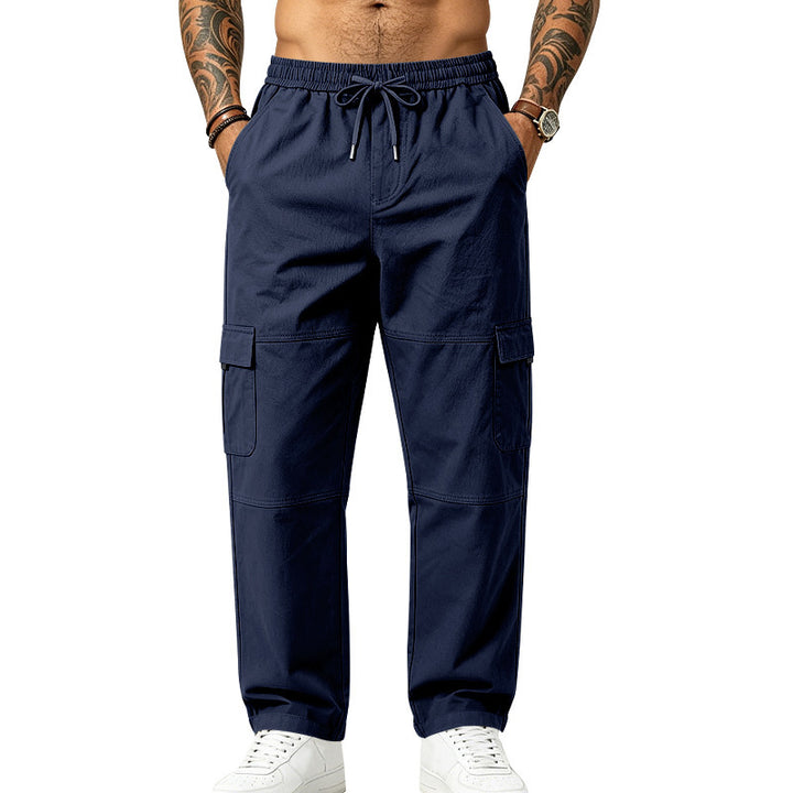 Men's Utility Cargo Pants with Elastic Drawstring, Knee Inserts and Multi-Pockets Mune Fashion