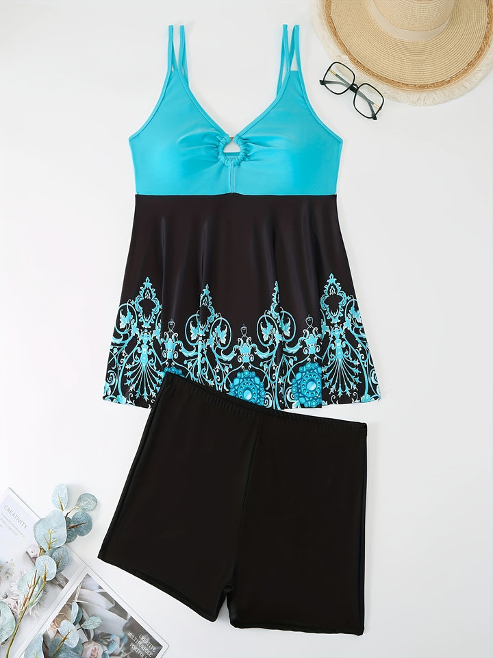 Women's swimsuit set with elegant pattern and comfortable shorts Mune Fashion