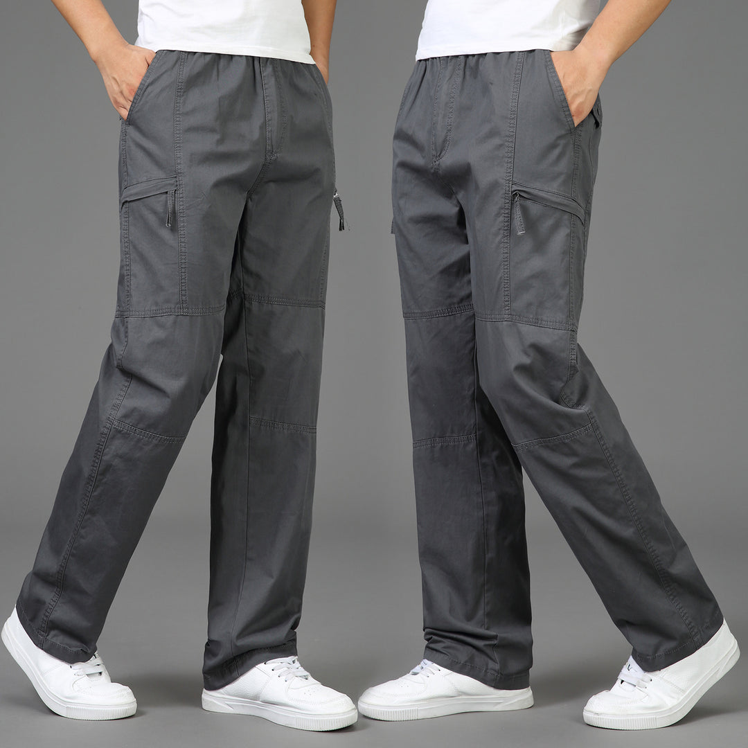 Women’s loose cargo pants with elastic waistband, multiple pockets and knee darts Mune Fashion