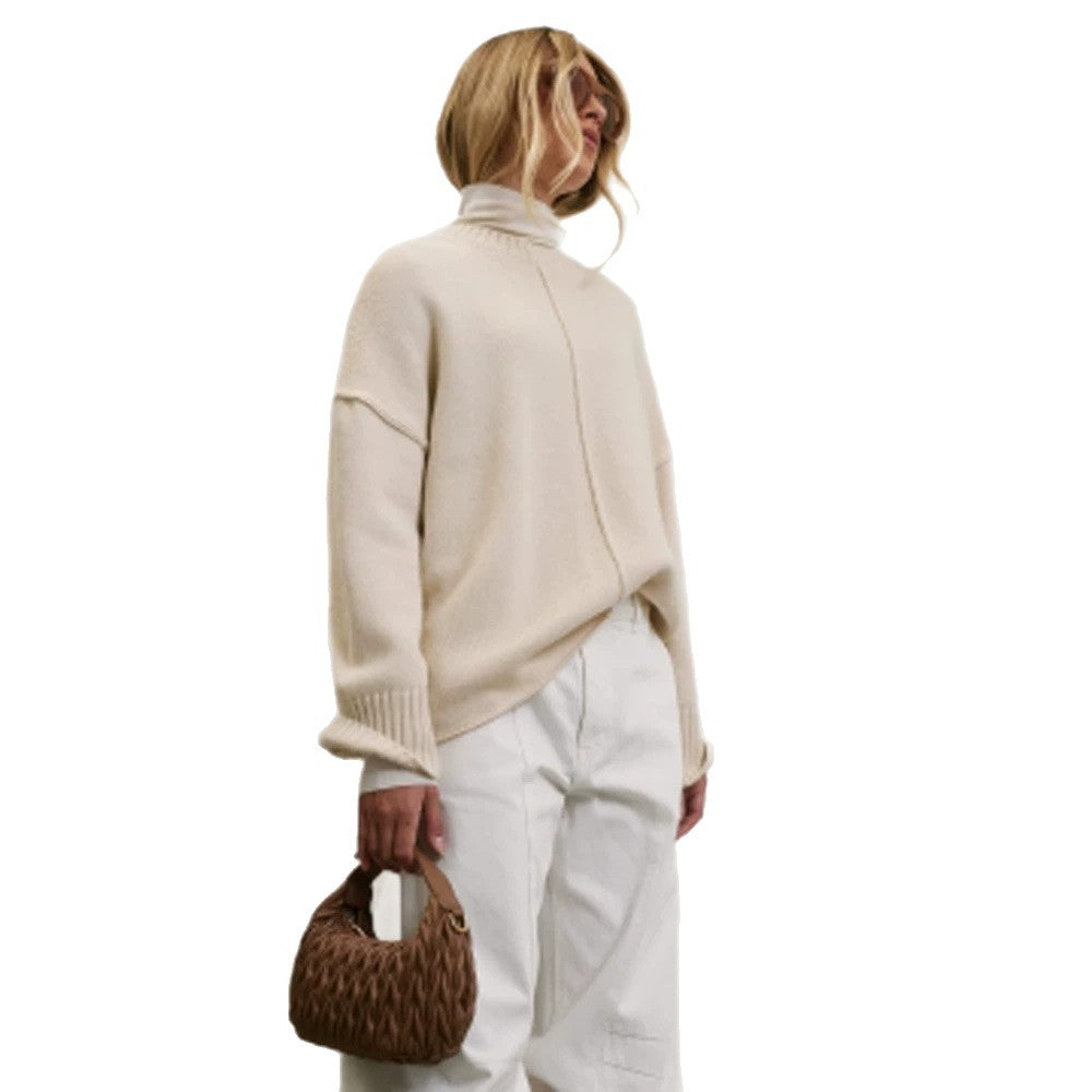 Women Oversized Turtleneck Sweater with Concealed Center Seam Mune Fashion