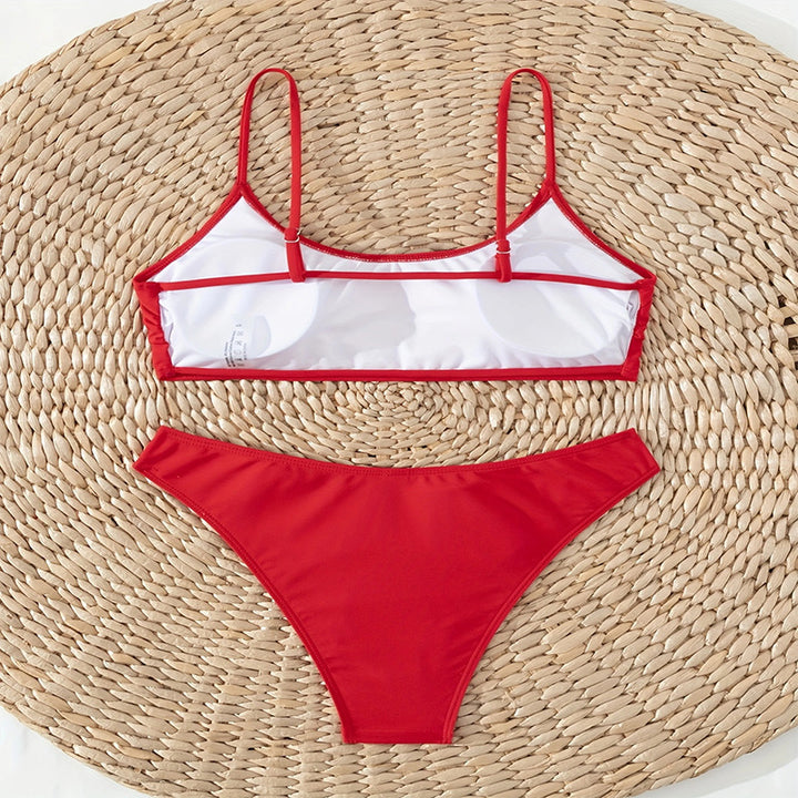 Women Two-Piece Bikini with Adjustable Spaghetti Straps and High-Cut Bottom Mune Fashion