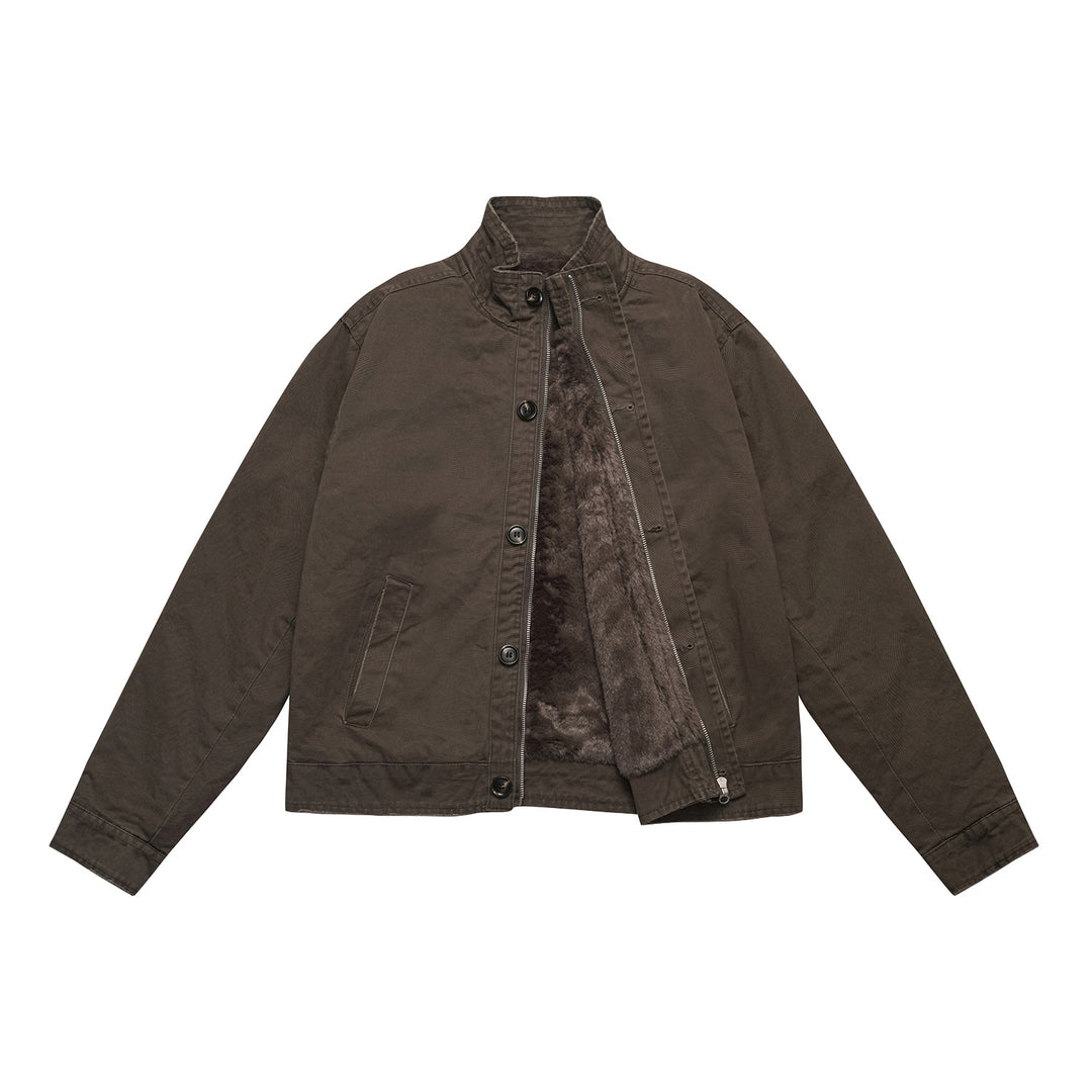 Men's short jacket in field blouson style with soft teddy lining and stand-up collar Mune Fashion