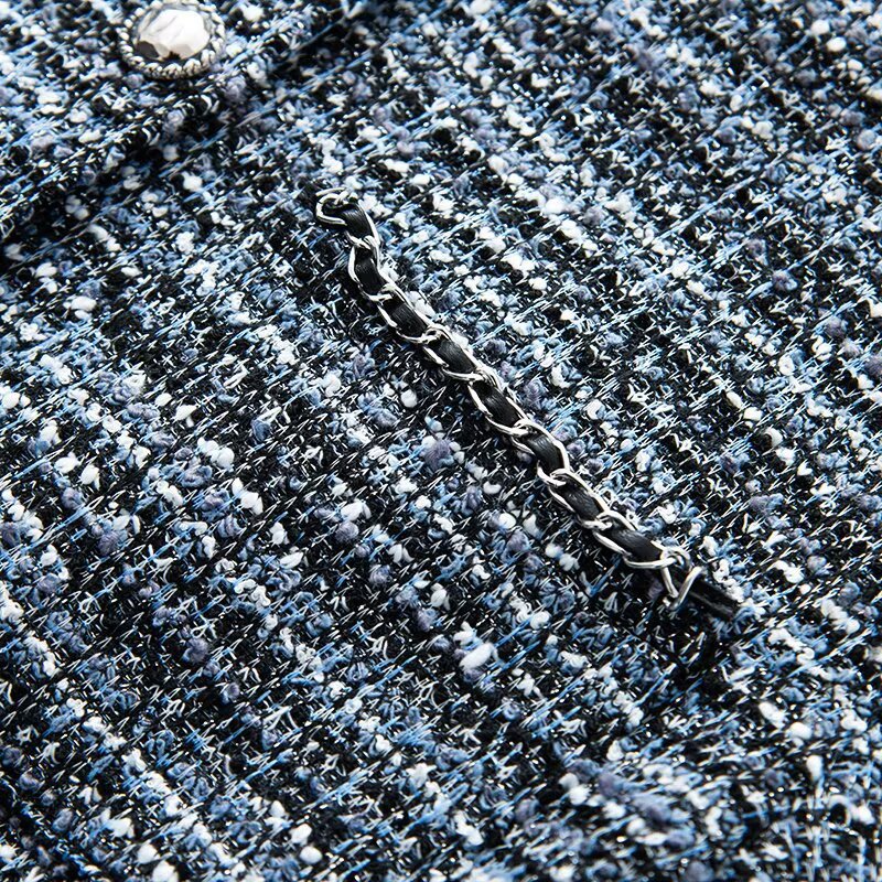 Women's Boucle Shorts Overall with Tailored Silhouette, Button Placket and Decorative Chain Mune Fashion