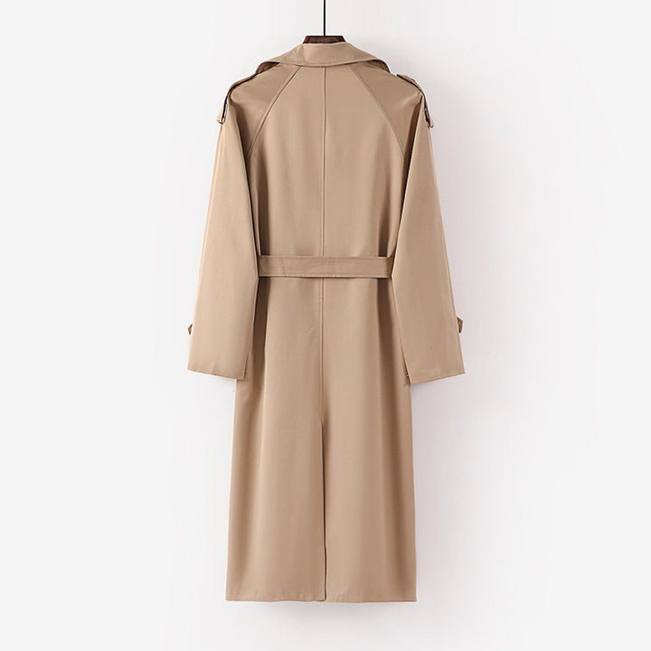 Unisex Longer minimalist trench coat with belt and shoulder epaulets Mune Fashion