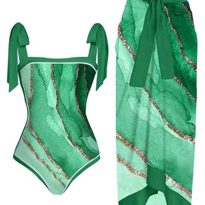 Women's Swimwear Set with Stylish Wrap Skirt Mune Fashion