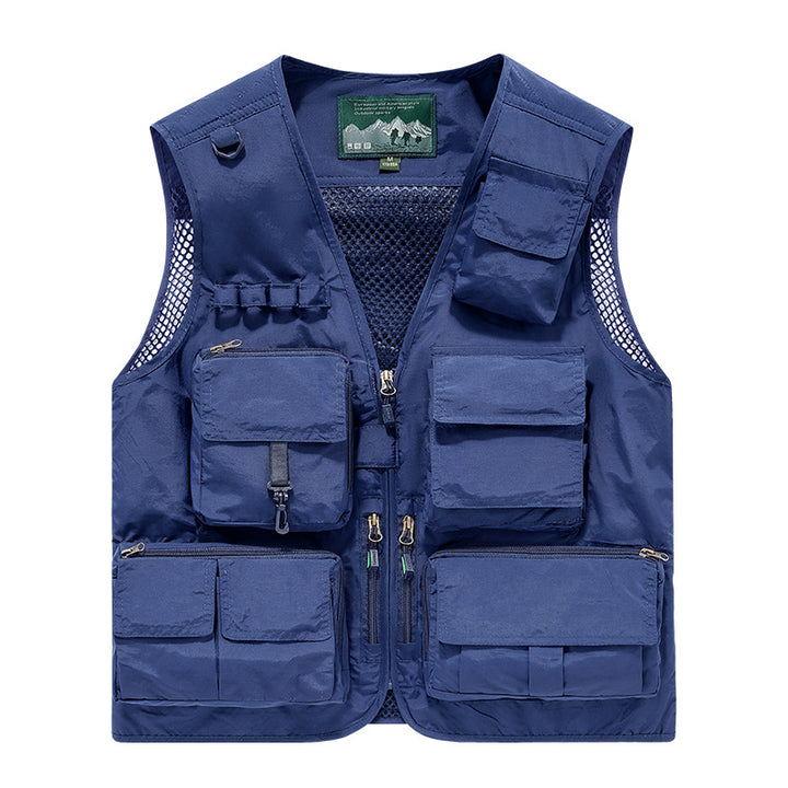 Men's Multifunctional Outdoor Utility Vest with Mesh Lining and Numerous Pockets Mune Fashion