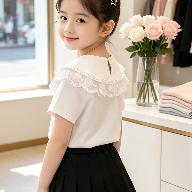 Women elegant blouse with lace collar Mune Fashion