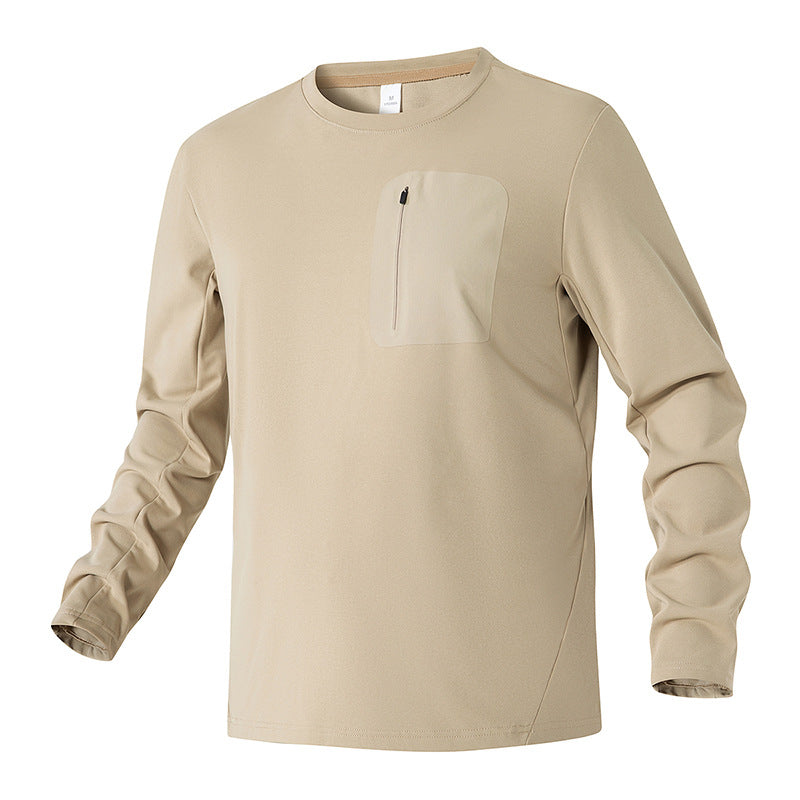Unisex Oversize Long Sleeve Sweatshirt with Chest Zipper Pocket and Crew Neck Mune Fashion