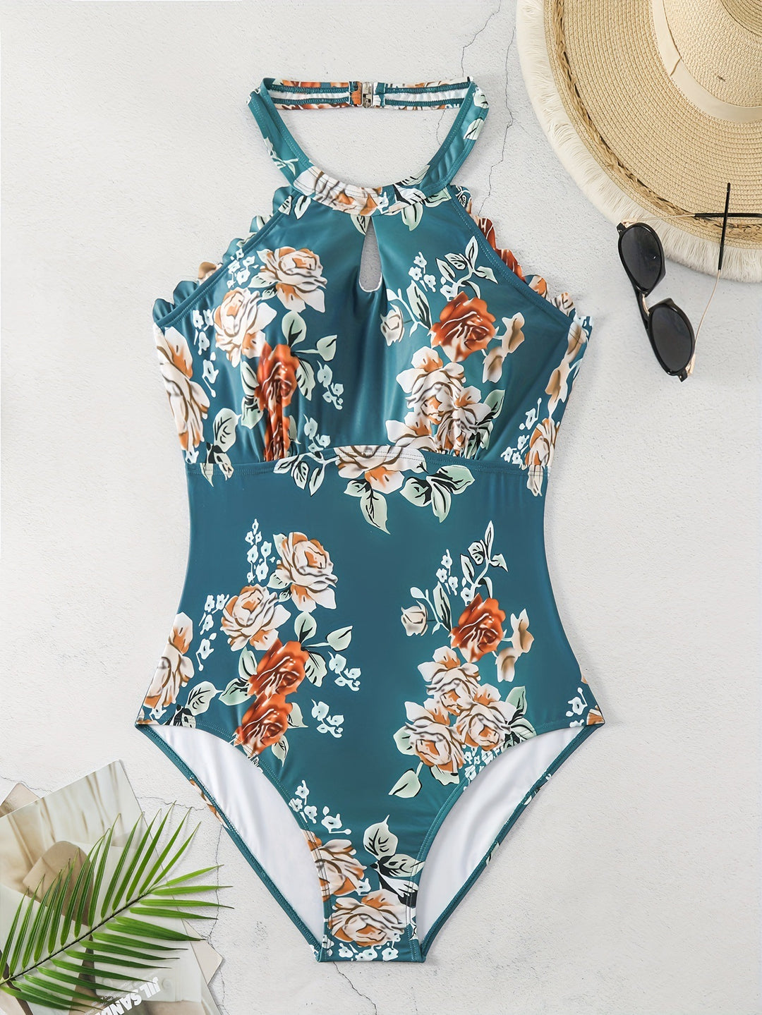 Women One-Piece Swimsuit with Elegant Cut and Floral Design Mune Fashion