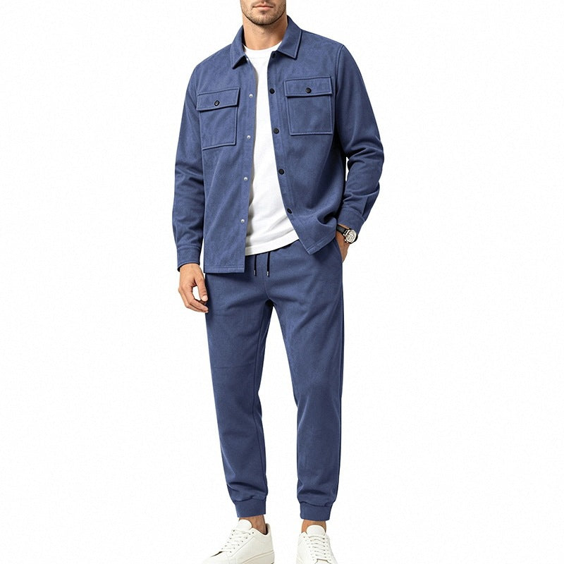 Men's Two-Piece Utility Leisure Set with Overshirt Jacket and Jogging Pants Mune Fashion