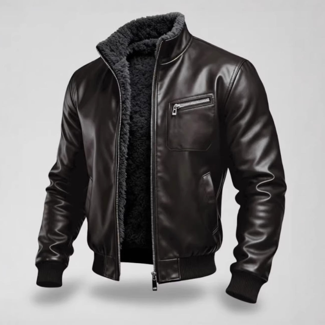 Men's leather jacket with lining
