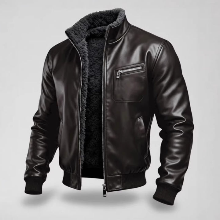 Men's leather jacket with lining
