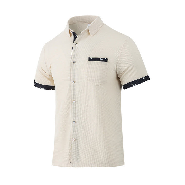 Men's structured short-sleeve shirt with chest pocket and contrast trim Mune Fashion
