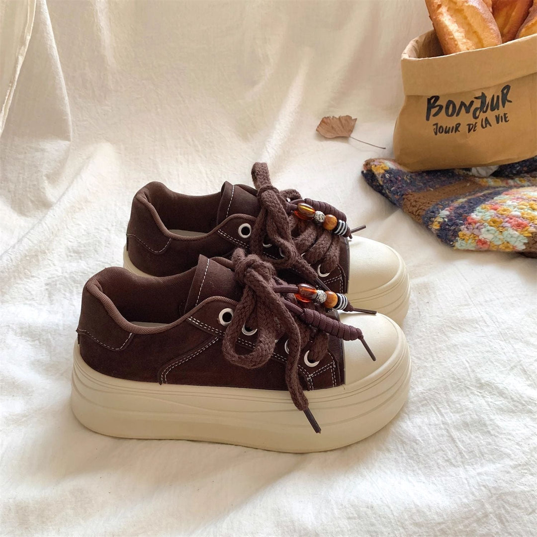 Women Chunky Platform Sneakers with Decorative Lacing Details Mune Fashion