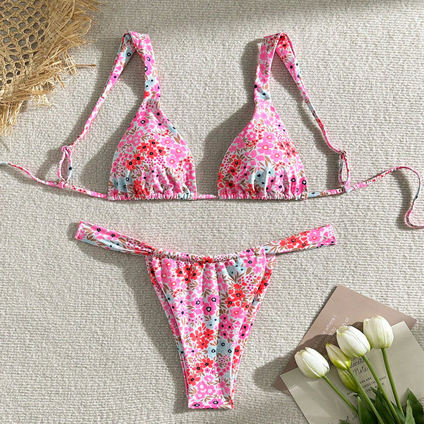 Ladies triangle bikini with floral pattern and adjustable straps Mune Fashion 1779790786