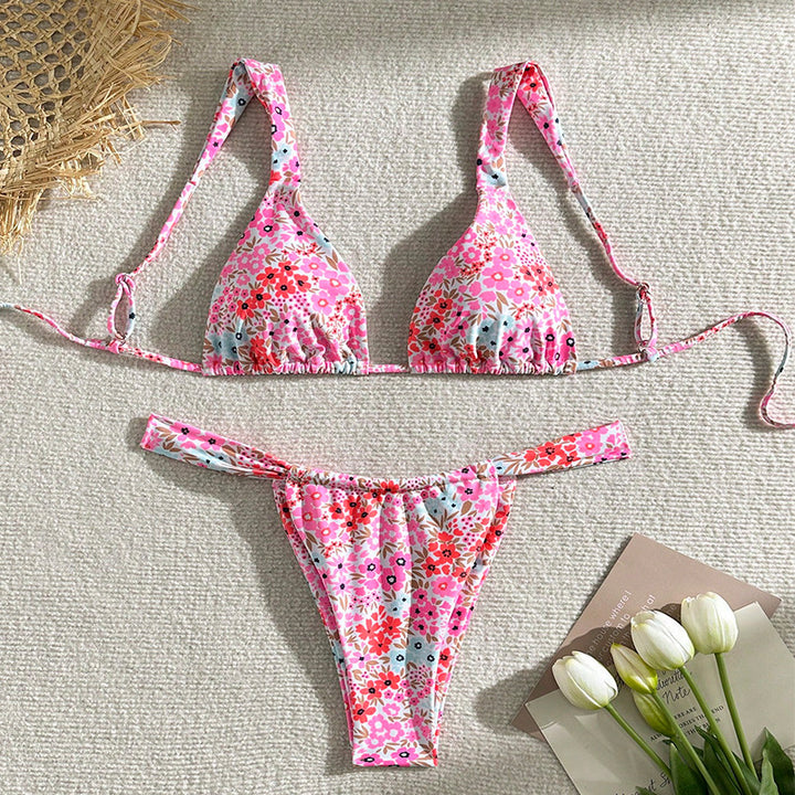 Ladies triangle bikini with floral pattern and adjustable straps Mune Fashion 1779790786