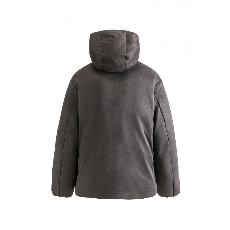 Unisex Padded Hooded Jacket in Boxy Cut with High Shawl Collar and Kangaroo Pockets Mune Fashion