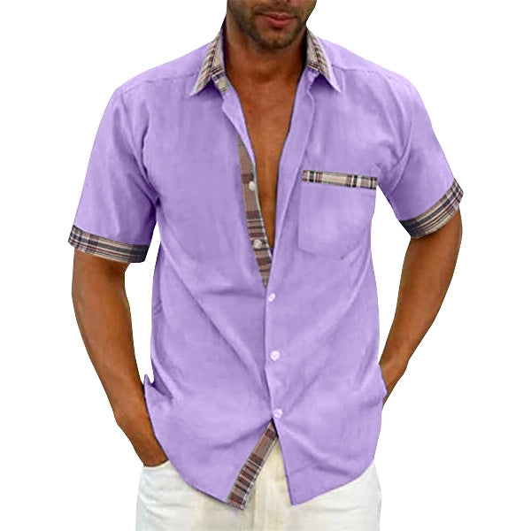 Men's Short-Sleeve Shirt with Classic Check Pattern and Modern Cut Mune
