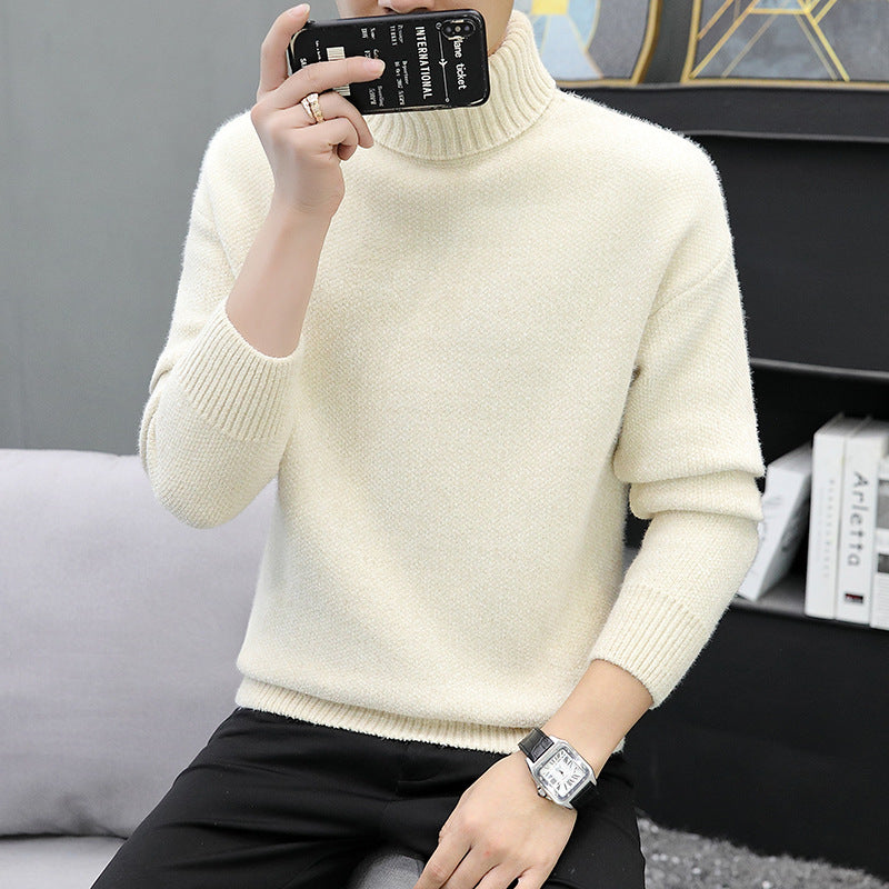 Men's turtleneck sweater made of boucle fine knit with ribbed cuffs Mune Fashion