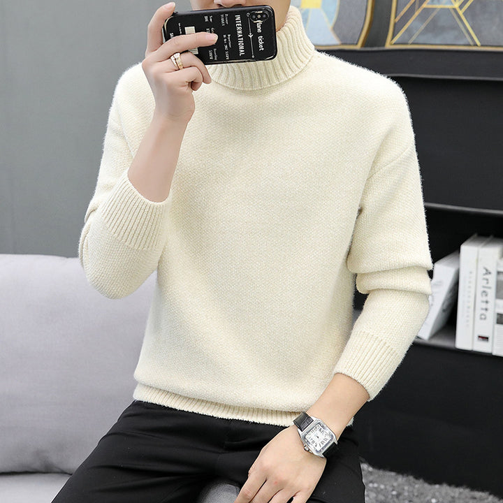 Men's turtleneck sweater made of boucle fine knit with ribbed cuffs Mune Fashion