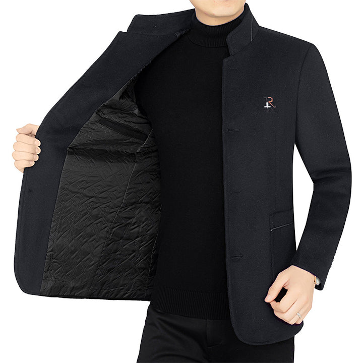 Men's wool coat with stand-up collar and quilted thermal lining Mune Fashion