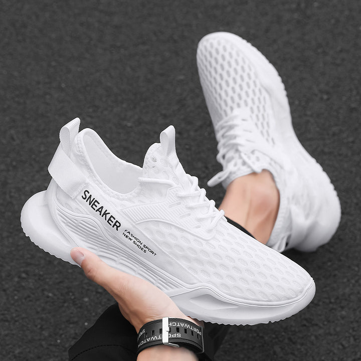 Unisex nan breathable knit sports shoe with honeycomb structure, sock-like shaft and cushioned lightweight foam midsole Mune Fashion