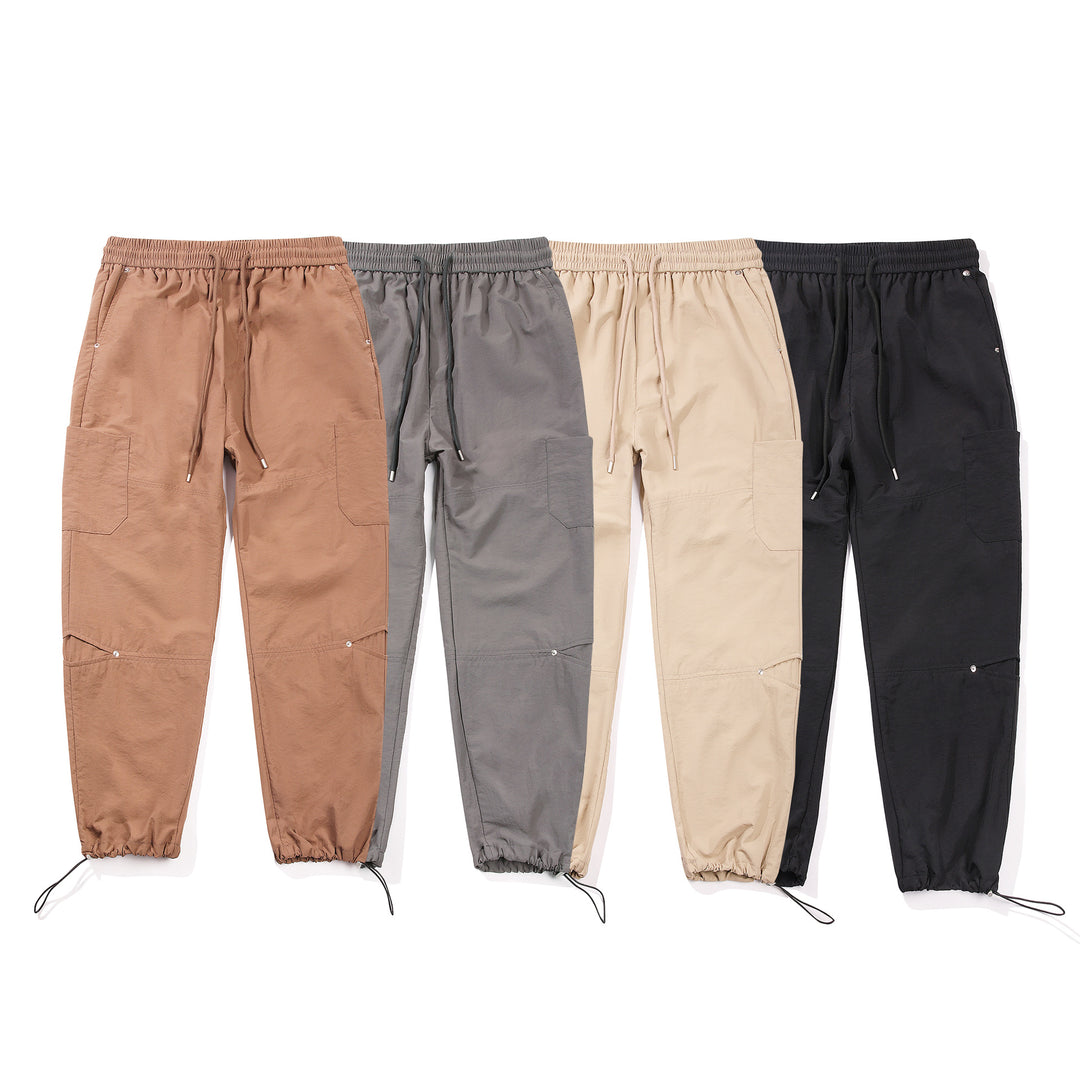Men's Lightweight Ripstop Cargo Pants with Elastic Comfort Waistband, Knee Panels, and Adjustable Hem Mune Fashion